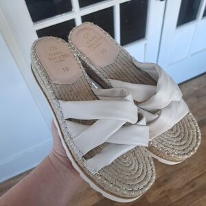 NEW Oasis Society Platform Espadrilles Sandals Womens Size 10 White Cream Slide